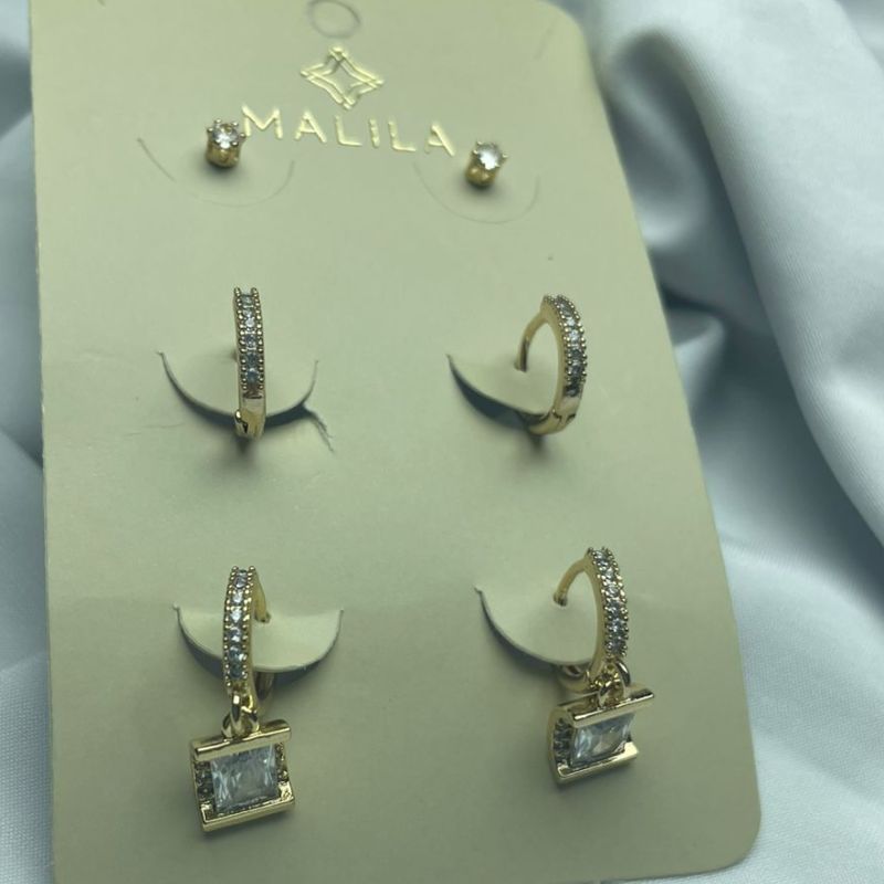 Brinco Trio Ponto de Luz e Argolinhas