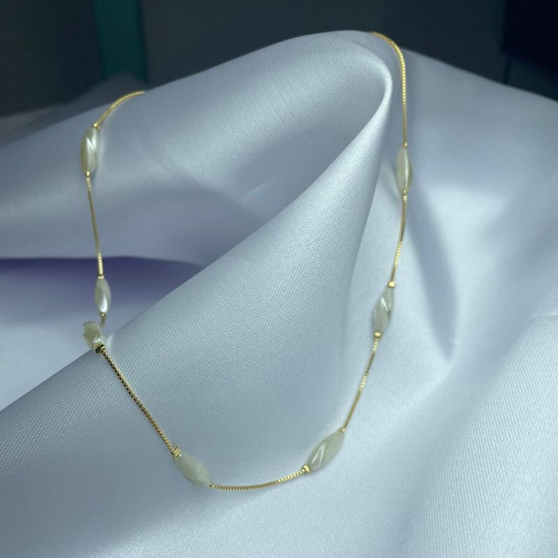 Colar Perola Baguete