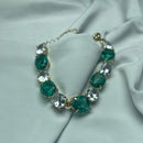 Pulseira Cristal e Verde Ovais