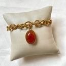 Pulseira correntaria pedra marrom