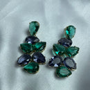 Brinco Cristais Verde e Roxo