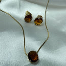 Conjunto Oval Marrom
