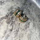 Brinco Argola Fileira Zirconia Verde e Cravejada P