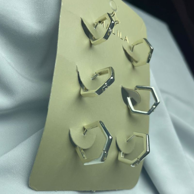 Brinco Trio Argola  Hexagonal