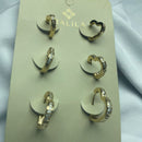 Brinco Trio Coração Cravejado