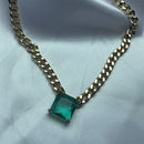 Colar Pedra Quadrada Verde