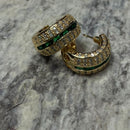 Brinco Argola Fileira Zirconia Verde e Cravejada G