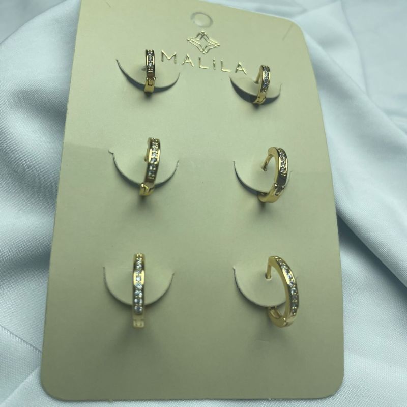 Brinco Trio Argola Cravejada