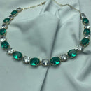 Colar Cristais e Verde Ovais